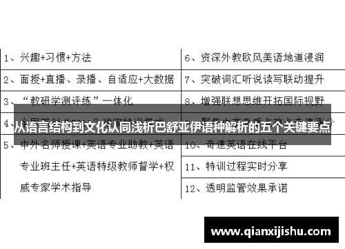 从语言结构到文化认同浅析巴舒亚伊语种解析的五个关键要点 从语言结构到文化认同浅析巴舒亚伊语种解析的五个关键要点